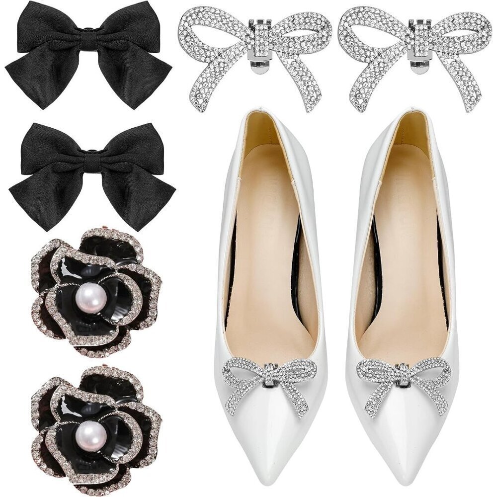 Bow Shoe Clips 3 Styles Rhinestone Satin Detachable Bridal Wedding Accessories